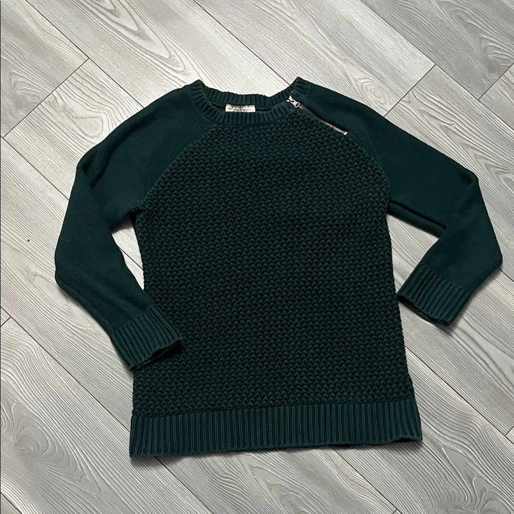 LOFT Dark Green Textured Sweater